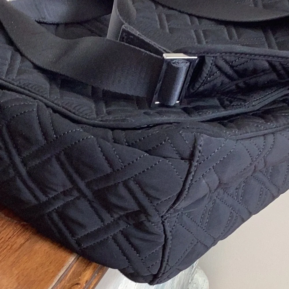 Vera Bradley Black Quilted Messenger Bag, laptop bag